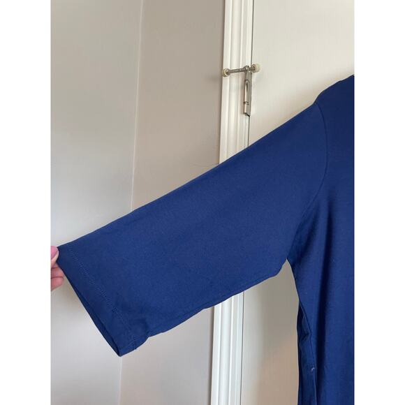 Quacker Factory 3/4 sleeve knit top rhinestones purple cotton lightweight 1X - Picture 5 of 8